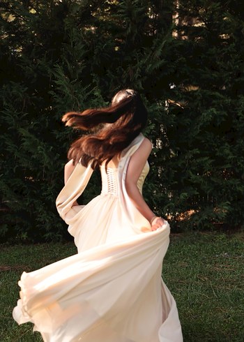 Bej veya Nude rengi Uzun Askısız Kadın Elbise - Görsel 2