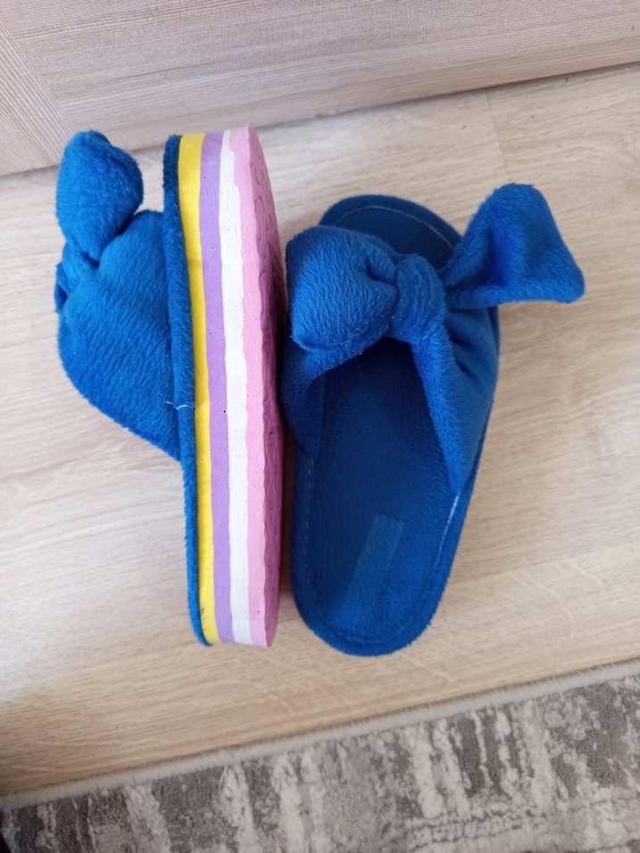 Mavi Polar Kadın Terlik Fiyonk Detaylı - Görsel 2