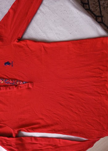 orijinal marka Kırmızı Uzun Kollu Polo Tişört - Görsel 3