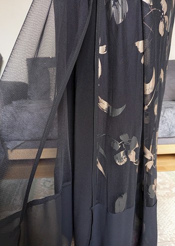 Desenli Siyah Uzun Kadın Elbise - Görsel 2