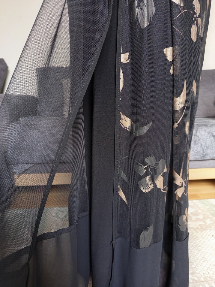 Desenli Siyah Uzun Kadın Elbise - Görsel 2