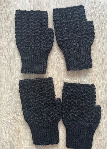 Siyah Örgü Kadın Eldivenleri - Görsel 3