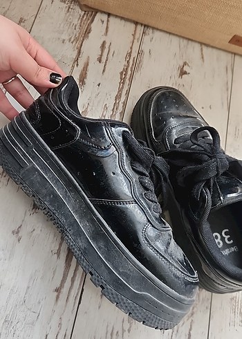 38 Beden siyah Renk Siyah Platform Topuklu Kadın Spor Ayakkabı