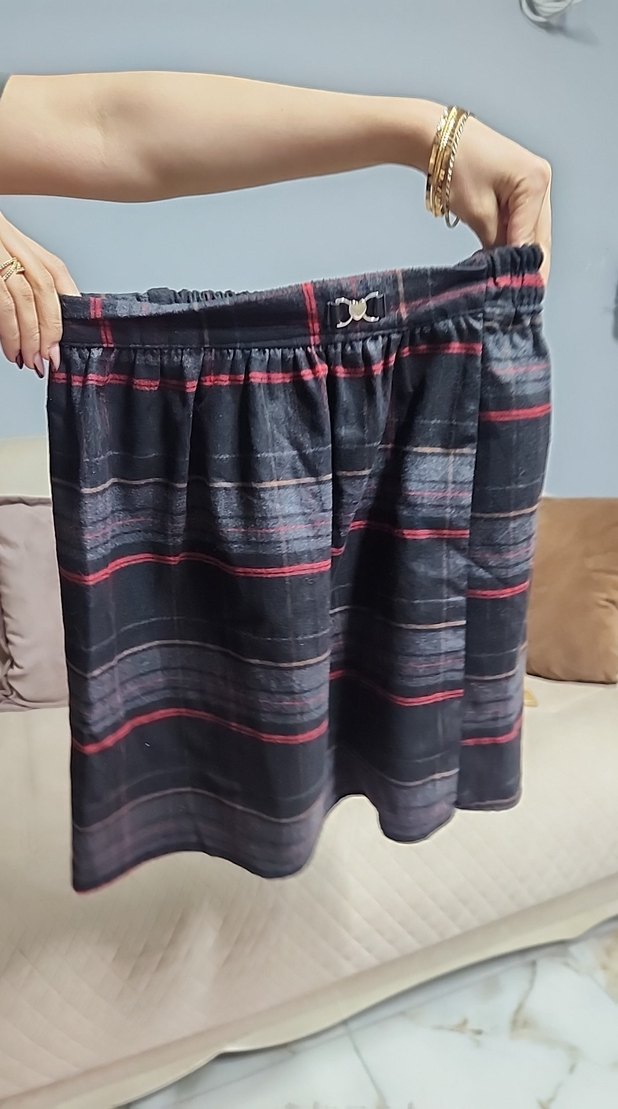 Gri Parisian Tarzı Midi Etek - Görsel 2