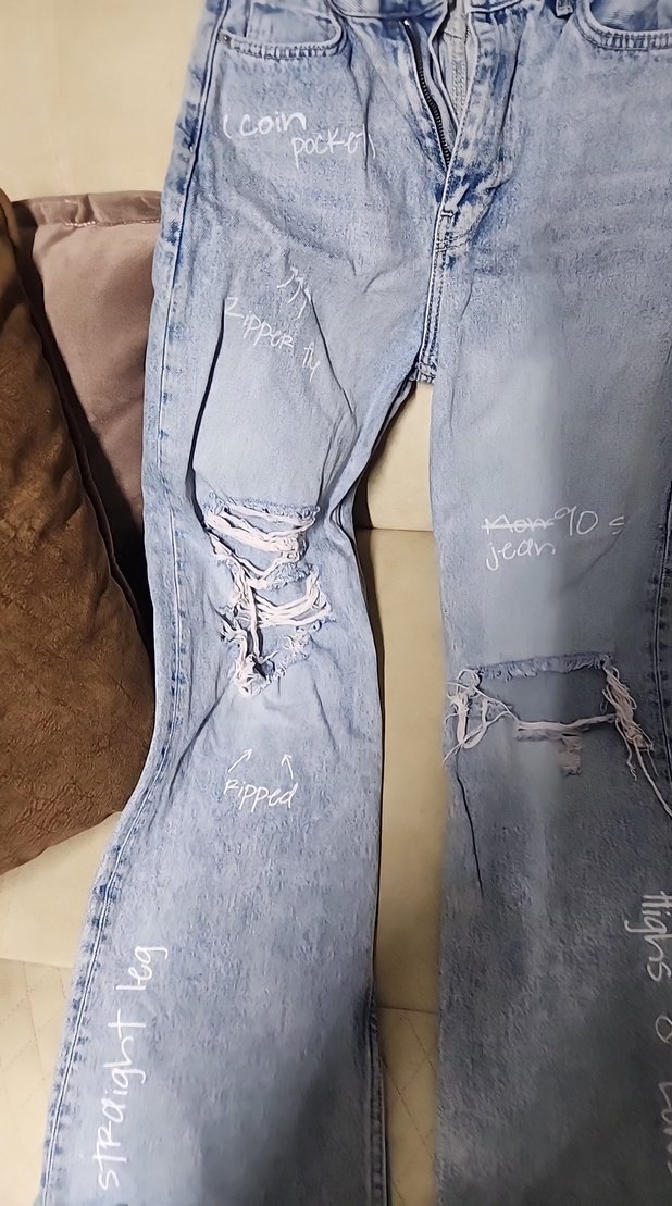 Bershka Mavi Baskılı Bol Kesim Kadın Midi Jean - Görsel 3