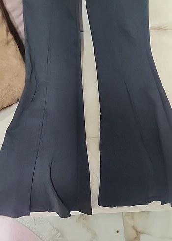 siyah Midi Kadın Kumaş Pantolon - Görsel 2