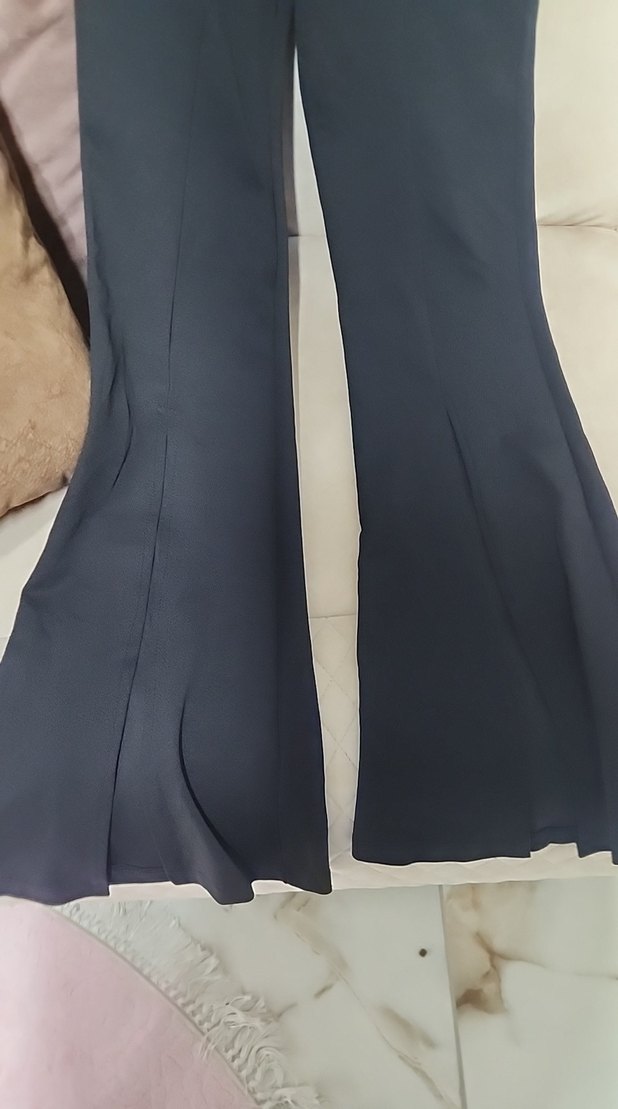 siyah Midi Kadın Kumaş Pantolon - Görsel 2