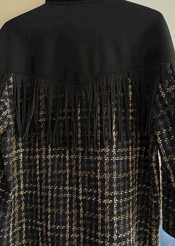 Düğmeli, Uzun Kollu Siyah Midi Kadın Ceket - Görsel 6