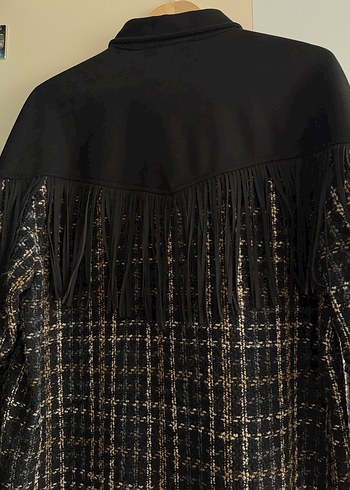 Düğmeli, Uzun Kollu Siyah Midi Kadın Ceket - Görsel 7