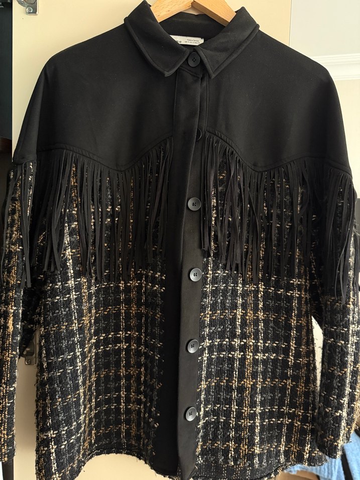 Düğmeli, Uzun Kollu Siyah Midi Kadın Ceket - Görsel 2