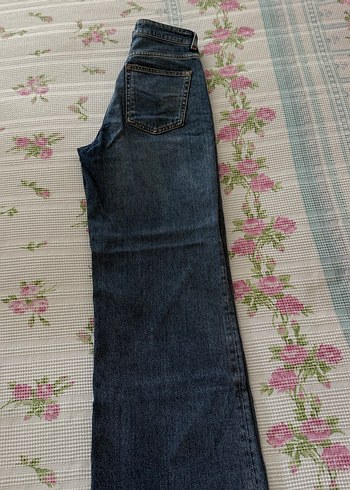 Düğmeli Gri Mavi Midi Kot Pantolon - Görsel 4