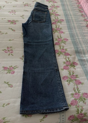 Düğmeli Gri Mavi Midi Kot Pantolon - Görsel 5