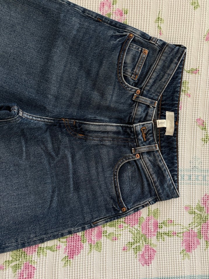 Düğmeli Gri Mavi Midi Kot Pantolon - Görsel 3