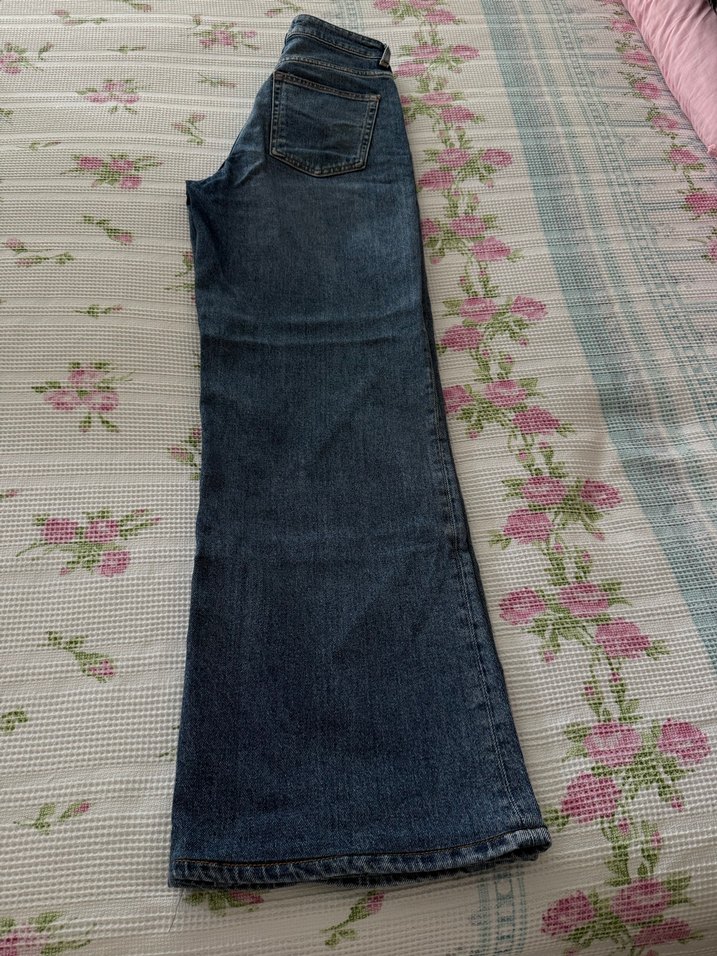 Düğmeli Gri Mavi Midi Kot Pantolon - Görsel 5