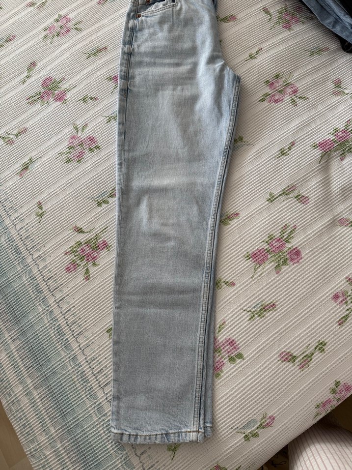 Açık mavi Kadın Denim Pantolon, Fermuarlı, Normal Boy - Görsel 3