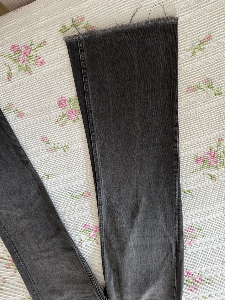 Gri Tie-Dye Kadın Uzun Kot Pantolon - Görsel 3