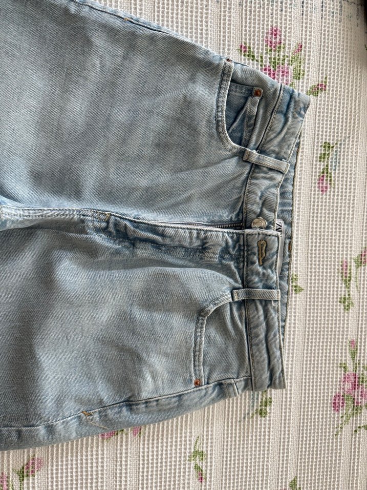 Mavi Renkli normal Boy Rahat Kesim Kadın Kot Pantolon - Görsel 3