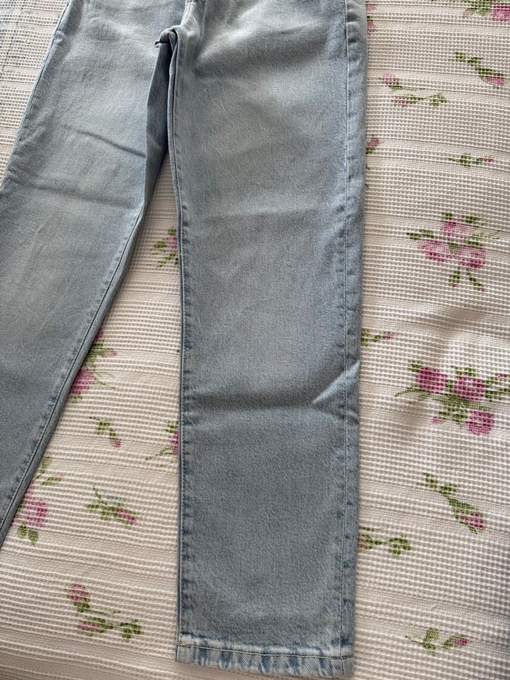 Mavi Renkli normal Boy Rahat Kesim Kadın Kot Pantolon - Görsel 4