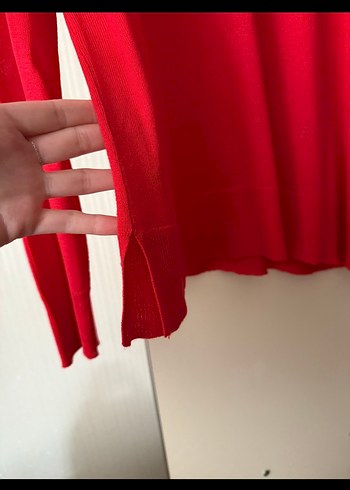 Kırmızı Uzun Kollu Triko Kadın Kazak - Görsel 4