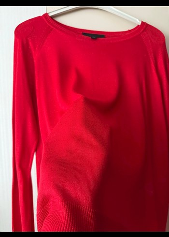 Kırmızı Uzun Kollu Triko Kadın Kazak - Görsel 2