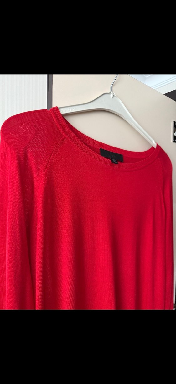 Kırmızı Uzun Kollu Triko Kadın Kazak - Görsel 3