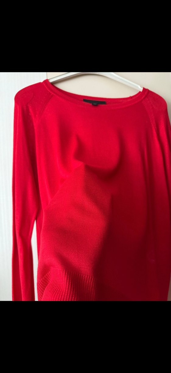 Kırmızı Uzun Kollu Triko Kadın Kazak - Görsel 2