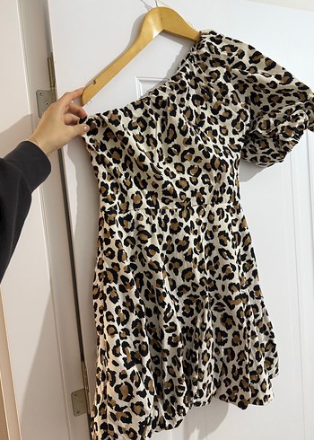 Leopar Desenli Askısız Midi Elbise - Görsel 2