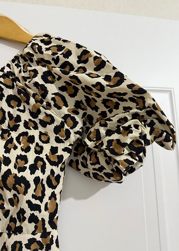 Leopar Desenli Askısız Midi Elbise - Görsel 5