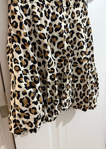 Leopar Desenli Askısız Midi Elbise - Görsel 3