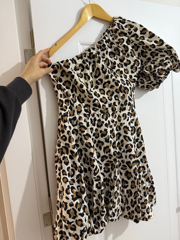 Leopar Desenli Askısız Midi Elbise - Görsel 2