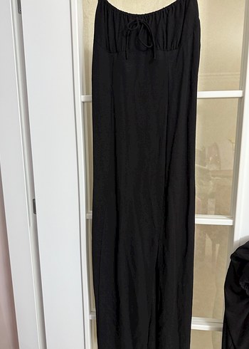 Kadın Siyah Keten Midi Tulum - Görsel 4