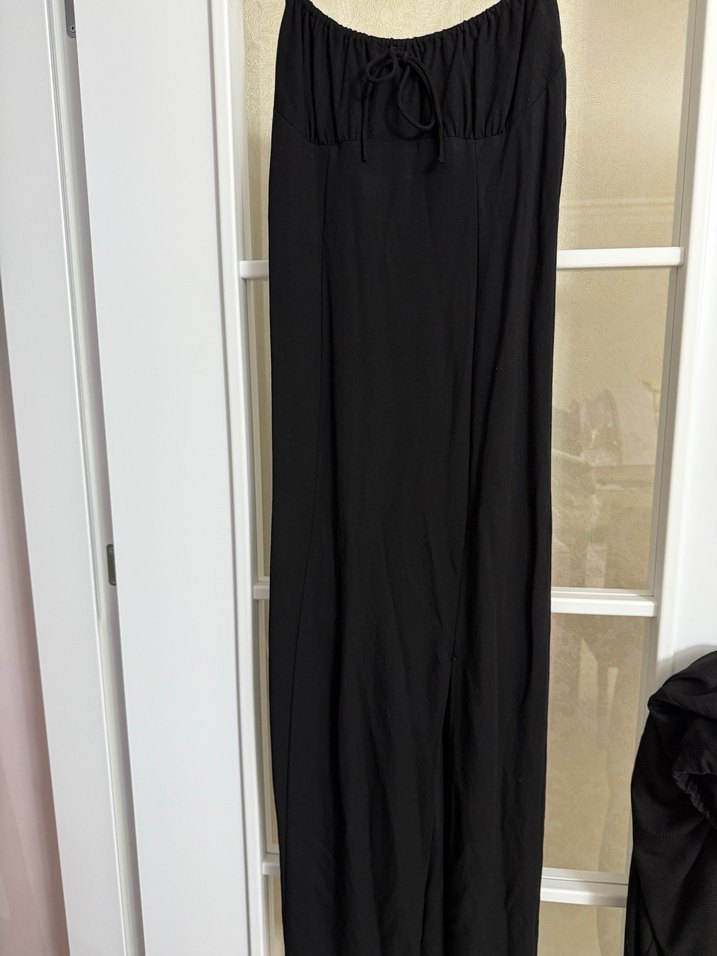 Kadın Siyah Keten Midi Tulum - Görsel 4