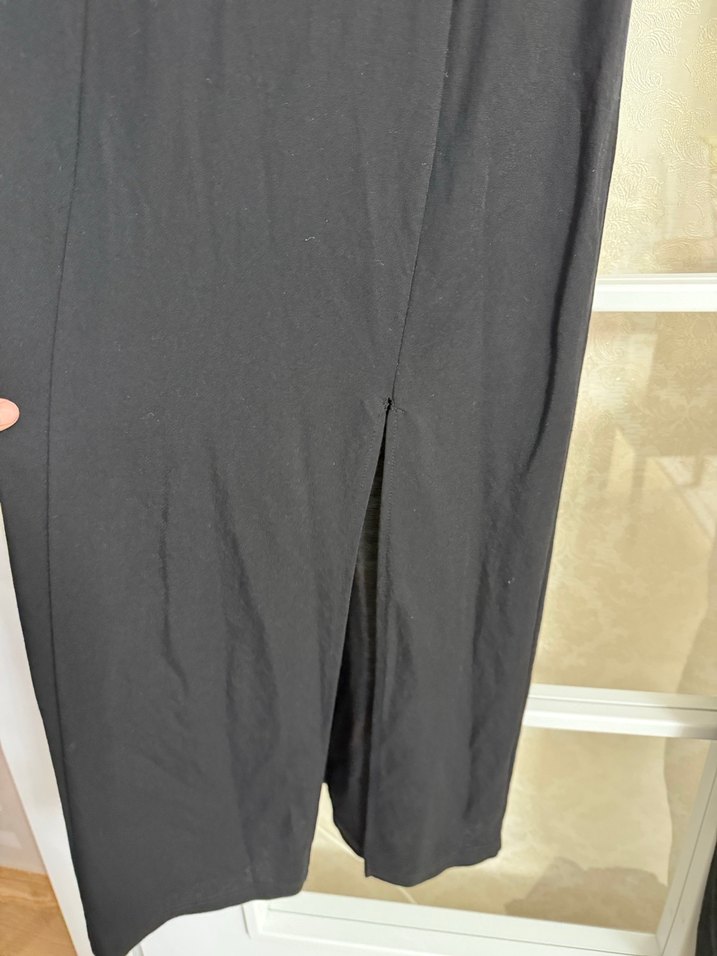 Kadın Siyah Keten Midi Tulum - Görsel 3