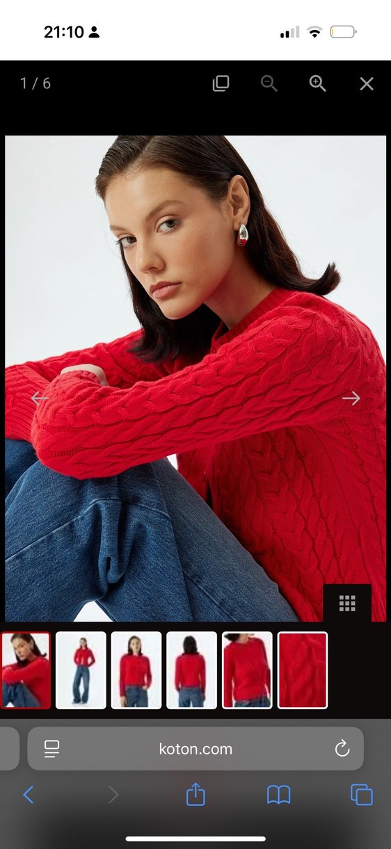 Düğmeli Kırmızı Örgü Kadın Hırka - Görsel 4