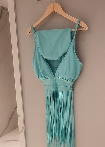 Püsküllü Turkuaz Bohem Tarzı Kadın Mayo - Görsel 4