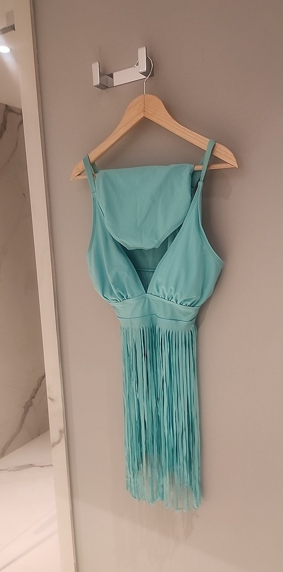 Püsküllü Turkuaz Bohem Tarzı Kadın Mayo - Görsel 4