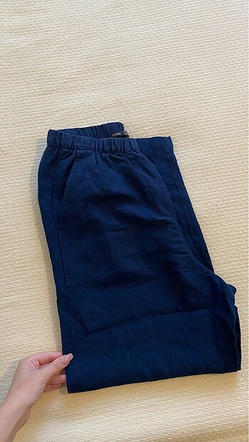 oysho lacivert keten pantalon