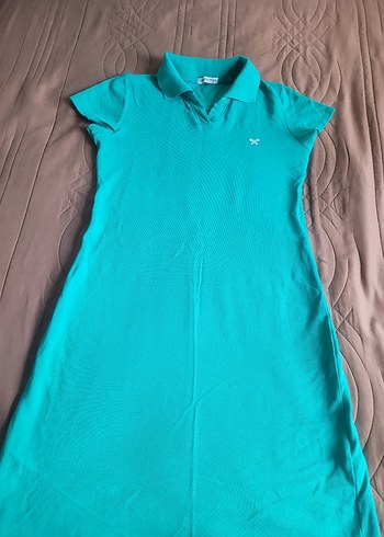 Turkuaz Kadın Kısa Kollu Midi Elbise - Görsel 2