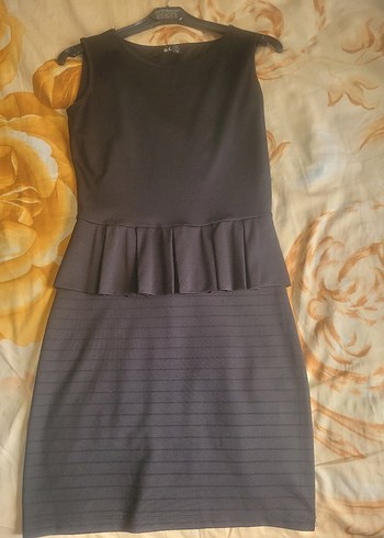 Siyah Pilili Midi Ofis Elbisesi - Görsel 3