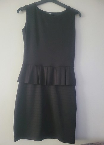 Siyah Pilili Midi Ofis Elbisesi - Görsel 2