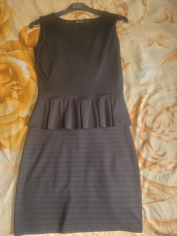 Siyah Pilili Midi Ofis Elbisesi - Görsel 3