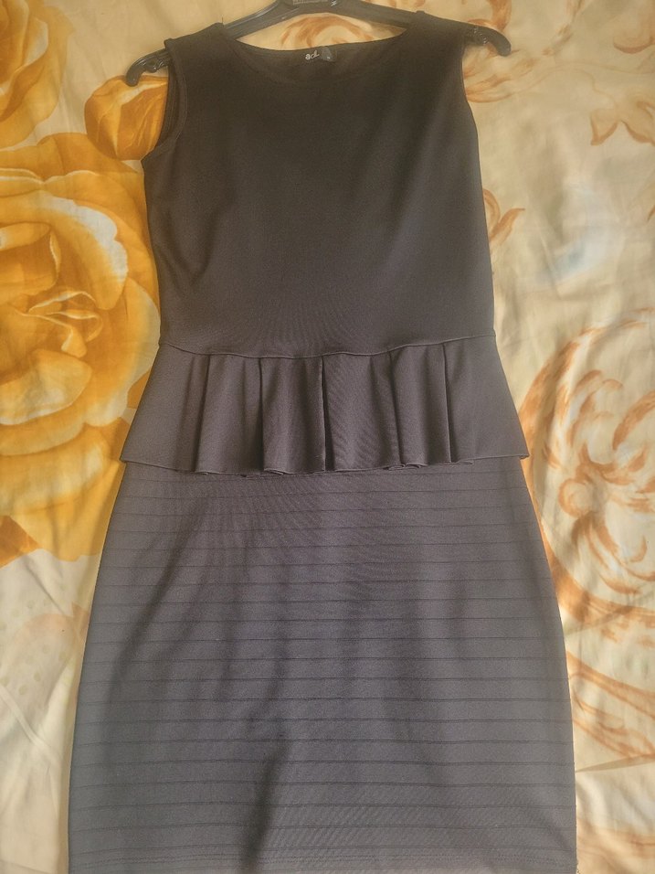 Siyah Pilili Midi Ofis Elbisesi - Görsel 5