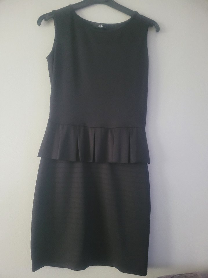 Siyah Pilili Midi Ofis Elbisesi - Görsel 2