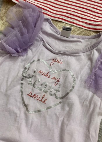 Kız Çocuk Beyaz Kısa Kollu Pamuklu Tişört - Görsel 3