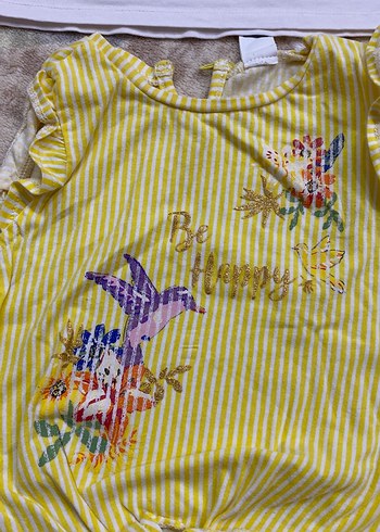 Kız Çocuk Beyaz Kısa Kollu Pamuklu Tişört - Görsel 2