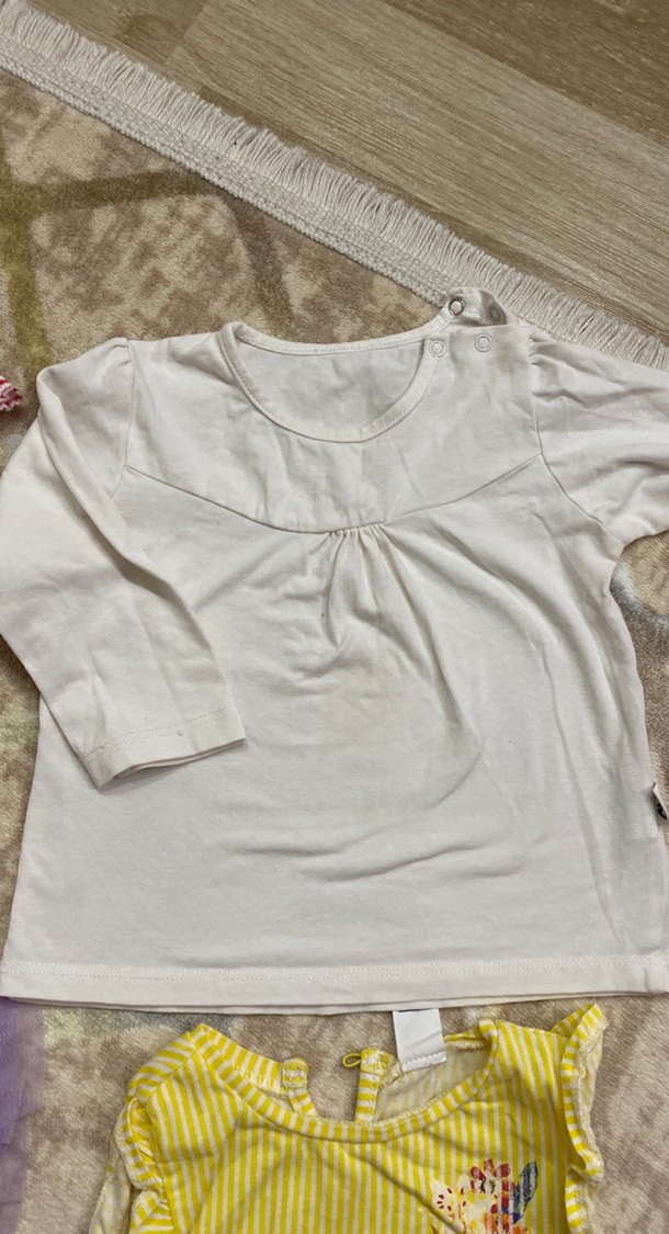 Kız Çocuk Beyaz Kısa Kollu Pamuklu Tişört - Görsel 4