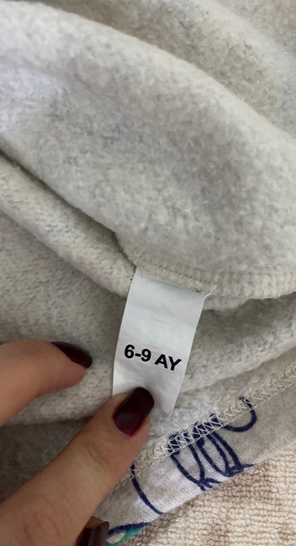 Kız Çocuk Gri Baskılı Uzun Kollu Elbise - Görsel 3