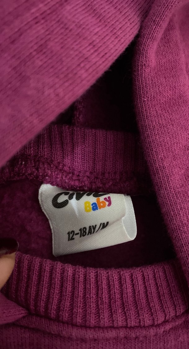 Koyu Mor Örgü Bebek Kız Takımı - Görsel 2