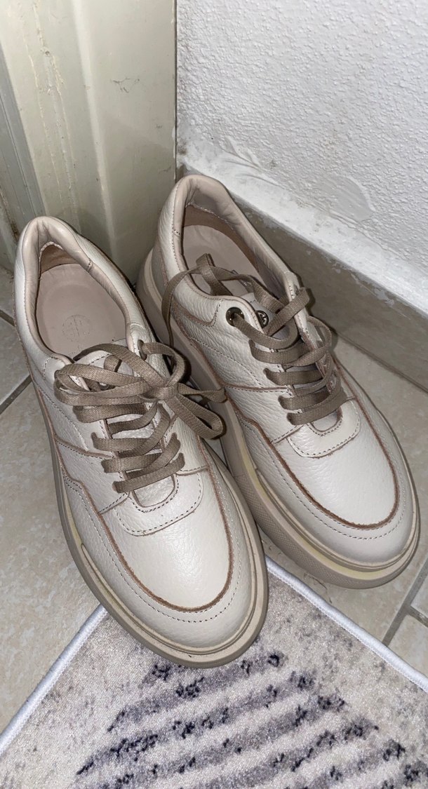 Bej Platform Topuklu Kadın Spor Ayakkabı - Görsel 4