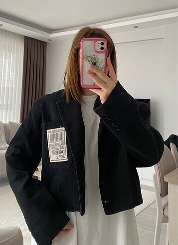 Crop blazer ceket - Görsel 2